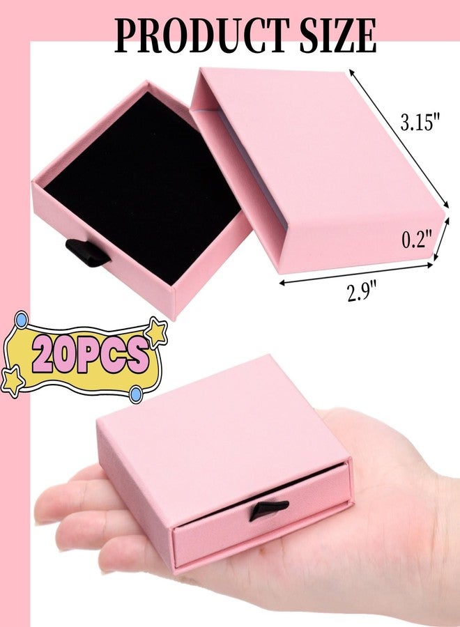 WRINGKIT 20 Pack Pink Jewelry Gift Boxes, Cardboard Jewelry Packaging Boxes with Lid and Black Sponge Lining, Small Empty Bracelet Gift Box Bulk for Earrings, Necklaces, Christmas, Valentine's Day - Image 2